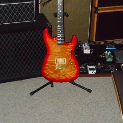 Schecter Van Nuys Hot Rod Custom Strat Super Rare! Curly Maple  1 Humbucker Cherry Sunburst image 3