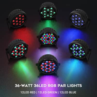 36LEDs RGB Par Lights 2 Pack 36W  LED Par Can Lights Sound Activated with Remote DMX Control Uplights for Wedding Party DJ Events Music Dance Church Stage Lighting image 2