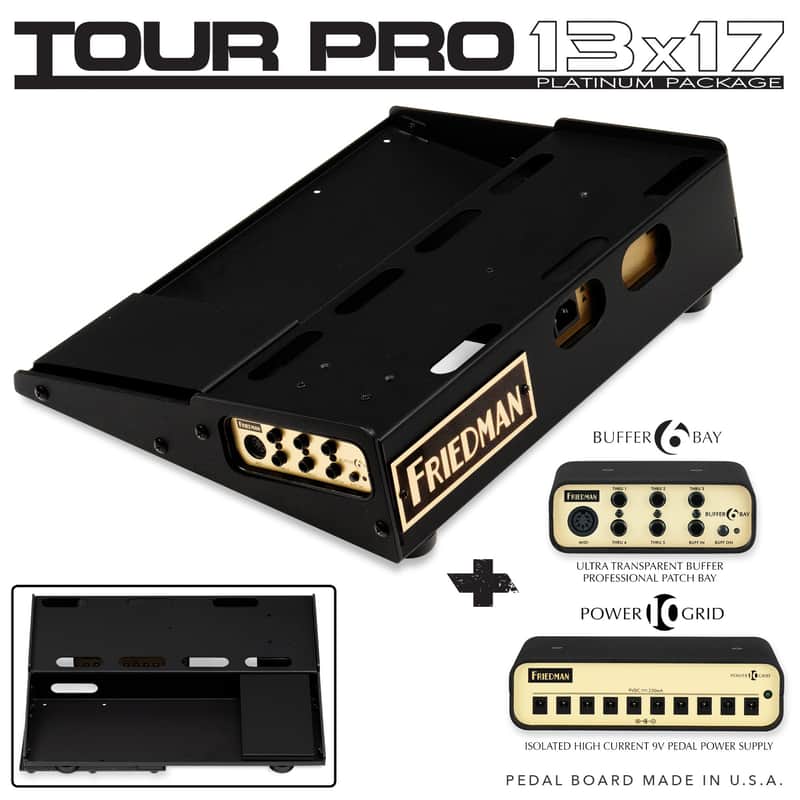 Friedman Tour Pro 1317 Platinum13"x17" USA Pedal Board With Riser + Power Grid 10 + Buffer Bay 6 image 1