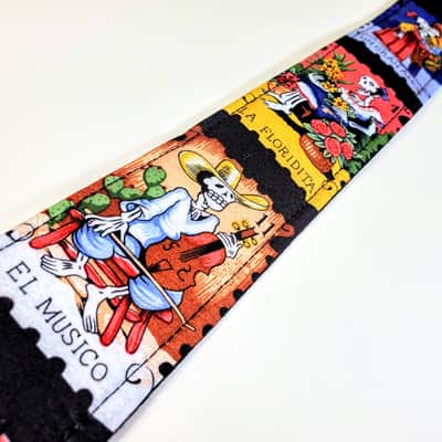 Mexican Day of the Dead Guitar Strap - Skeleton Folk Art Cards image 2