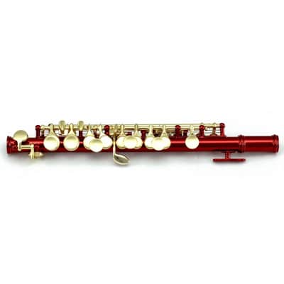 Red Piccolo Flute w Gold Keys LIMITED image 3