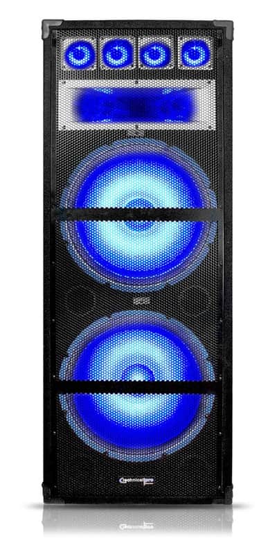 Technical Pro VRTX215LED Dual 15" 7-Way 1800 Watt Carpeted Speaker Cabinet W/LED image 1