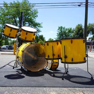 Tama Imperialstar 6pc Shell Pack w/ Snare Drum & Tom Stand - Electric Yellow w/ Black Nickel Hardware image 3