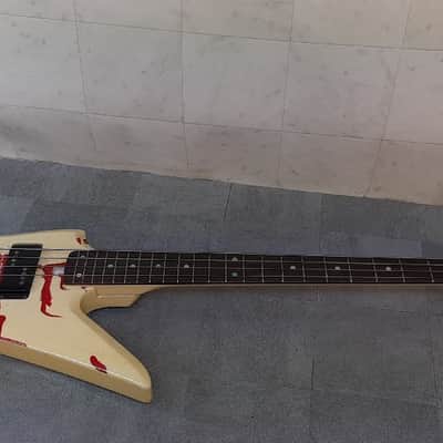 Aria Pro II ZZB DELUXE blood series 1980s - White+ explorer bass image 6
