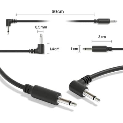 ExcelValley [Black | 150 cm - 59.06"] 5-Pack Hybrid Mono Modular Patch Cables TS 3.5mm 1/8" Eurorack Synth Synthesizer image 2