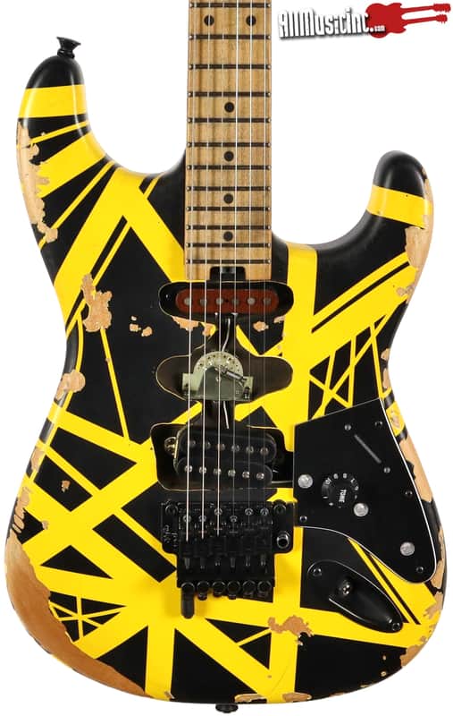 EVH Ltd Ed Striped Frankenstein Black Yellow Frankie Aged Electric Guitar image 1