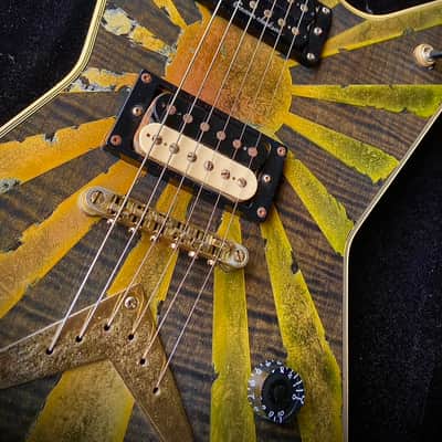 Dean Dimebag Darrell Pantera ML Limited Edition Black Gold Rising Sun Relic Custom Paint #3 image 2