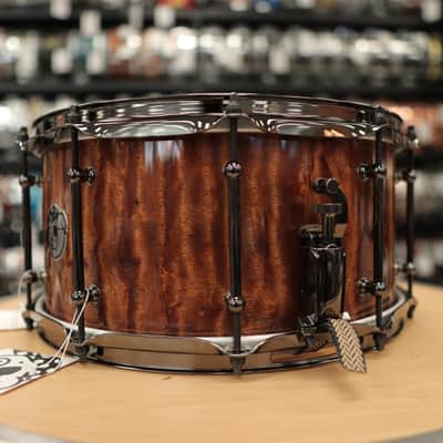 Pork Pie 7x14" Maple Max Snare Drum (Waterfall Bubinga High-Gloss w/ Black Nickel Hardware) image 6