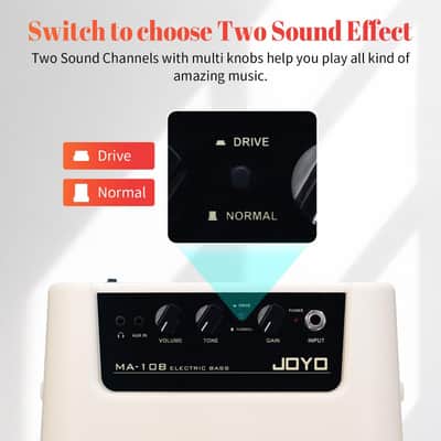 JOYO 10W Mini Bass Amp Bass Guitar Practice Amp Combo Bass Amplifier Portable Small Battery Powered Bass Amp Dual Channel (MA-10B) image 4