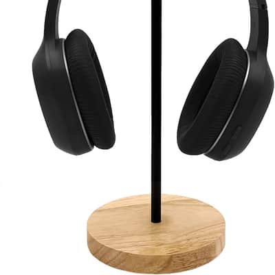 Headphone Stand Nature Wood & Aluminum Headset Hanger Mount Hook Gaming Holder Desktop Earphone image 1