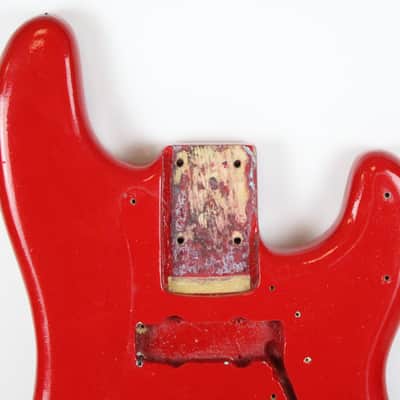 1976 Vintage Fender Precision Bass Bright Red Refinish Alder 4-Bolt BODY PBass 1970s USA image 2