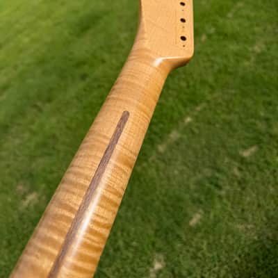 Guitar Mill AAA Flame Maple T-Style neck with nitro finish. image 3