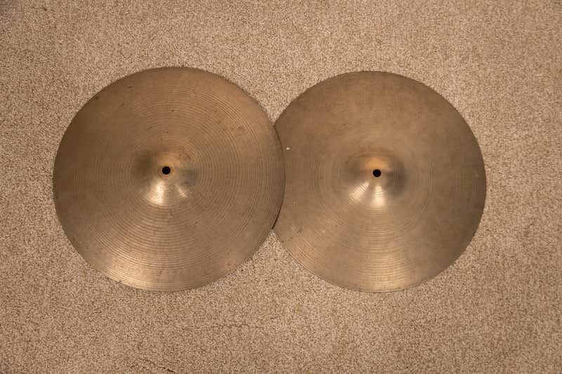 1960s Zildjian 14" Hi Hat Cymbals 915g 1142g image 1