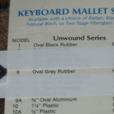 one pair of new old stock near A+ Mike Balter MB6B (6B) Hard Keyboard Mallets - 1" diameter Oval Gray Rubber HEADS and Natural Birch HANDLES (for Xylophone, Bells) mid to late 1990s (+ packaging) Unwound Series image 5