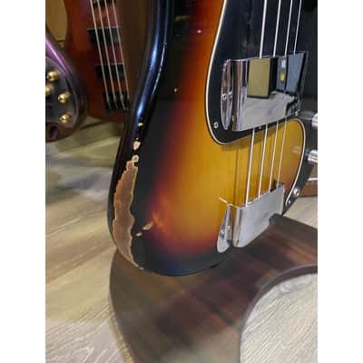 Fender Custom Shop Precision Bass 1960 Relic 3TSB Black Pickguard image 4