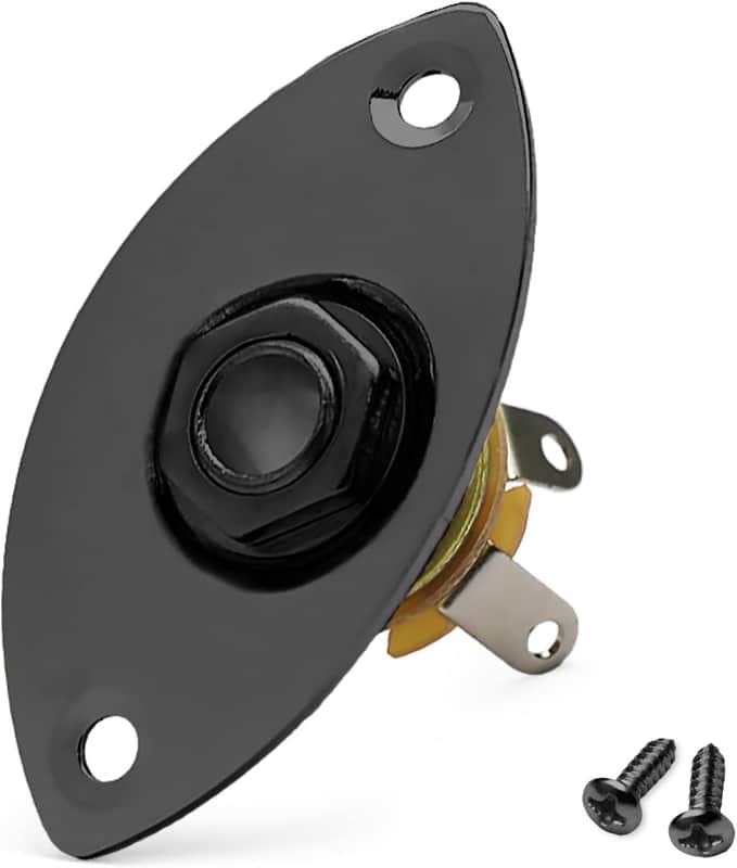 MAXCHEER 1/4" Oval Guitar Jack 6.35mm Output Input Plug Socket for Mono Electric Guitar (Black) image 1