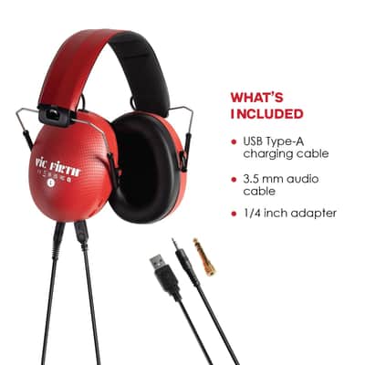 Vic Firth Bluetooth VXHP0012 Isolation Headphones Red image 3
