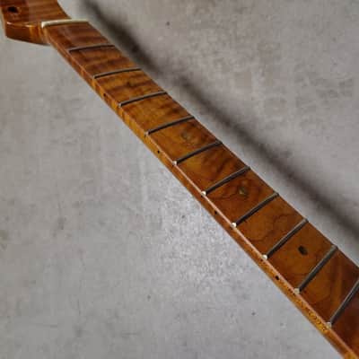 Flame Roasted Maple Tele Neck fits fender Telecaster body 21 frets 50s Gloss image 2