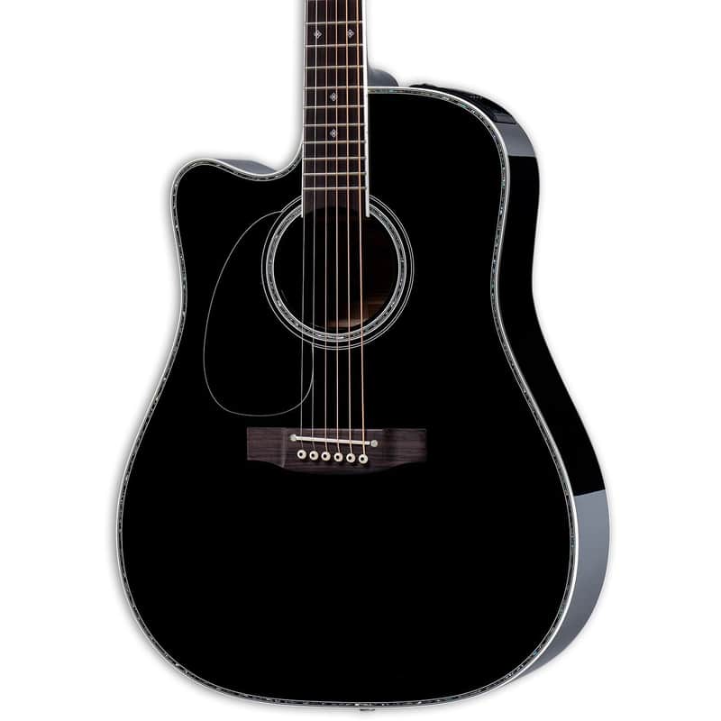 Takamine Dreadnought Cutaway Left Handed Acoustic Electric Guitar - Gloss Black image 1