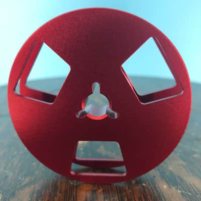 Burlington Recording 1/4" x 2.5" Heavy Duty RED Trident Metal Reel in Red Box -3 Windage Holes image 1