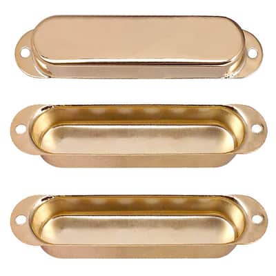 3Pcs Closed Brass Single Coil Pickup Covers For Fender Strat Squier Electric Guitar Part (Gold) image 3