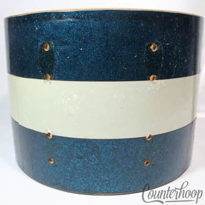 Slingerland 10x14"Blue Sparkle/White Marine Pearl Tenor Tom Drum Shell Vintage60 image 3