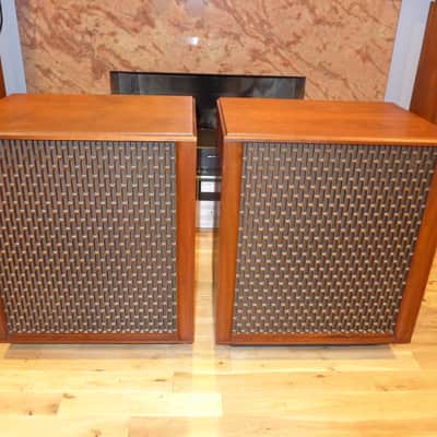 Pair of Modern Midcentury Vintage speakers Gorgeous Solid Wood image 1