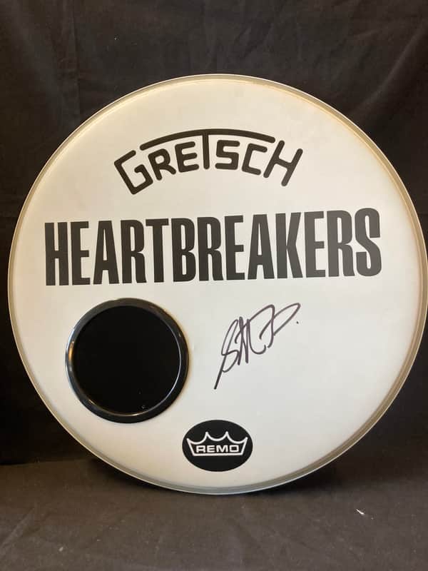 Steve Ferrone's, Tom Petty and the Heartbreakers 22" HEARTBREAKERS Logo Bass Drum Head, Autographed! image 1