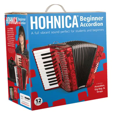 Hohnica 12 Bass Entry Level Piano Accordion - Pearl Red (1303-RED) image 4