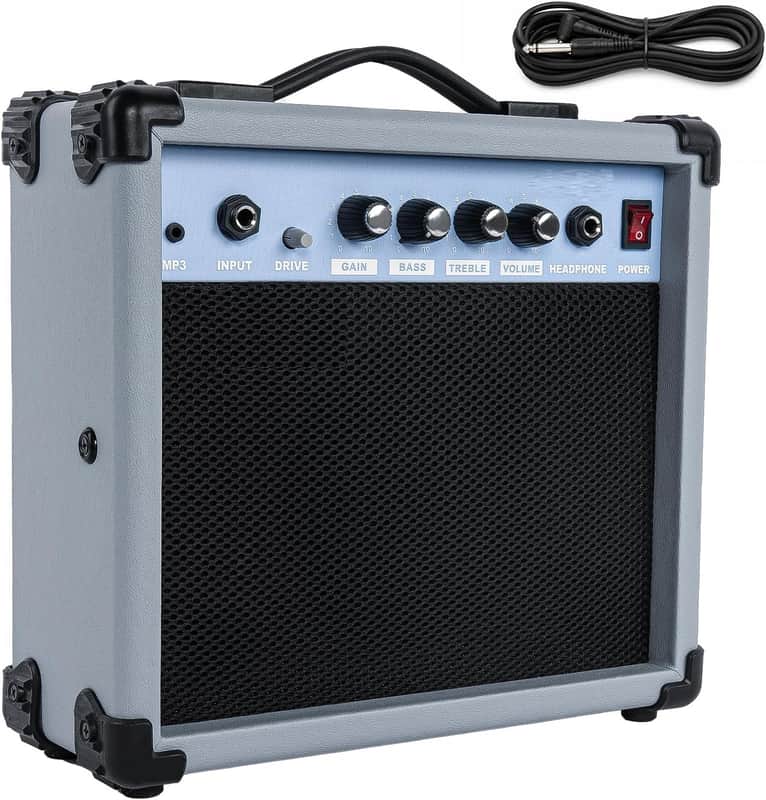 20W Portable Electric Guitar Amp, Lightweight Practice Amplifier with Clean & Overdrive Dual Channels, Professional Noise Reduction Cable Included (Slate Blue) image 1