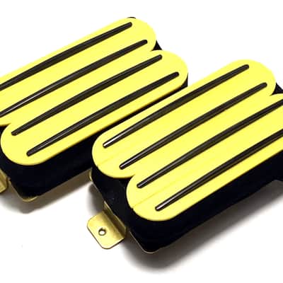 Dragonfire Quad Rail Humbuckers Four Blade Rail Style Passive 23K Pickup Set ~ Yellow with Black Rails image 2