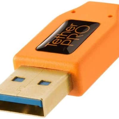Tether Tools TetherPro USB 3.0 to Micro-B Right Angle Cable, 15' (4.6m), High-Visibility Orange image 4