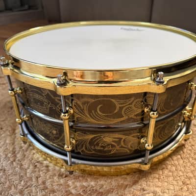 Ludwig 100th Anniversary Black Beauty John Aldridge Engraved 2009 - Black nickel plated with gold plated hardware image 3