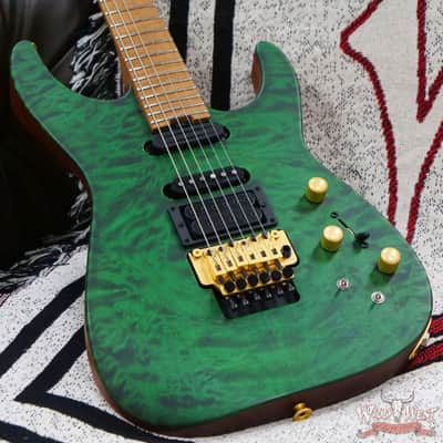 Jackson Custom Shop USA Signature Phil Collen PC Satin Stain Caramelized Flame Maple Fingerboard Satin Transparent Green image 8