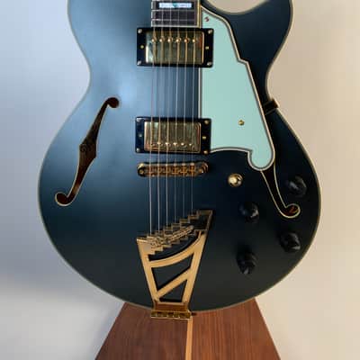 D'Angelico Deluxe 59 RARE Limited Edition #28/50 Matte Charcoal Archtop Electric Guitar - Gold Hardware, Abalone Block Inlays image 1