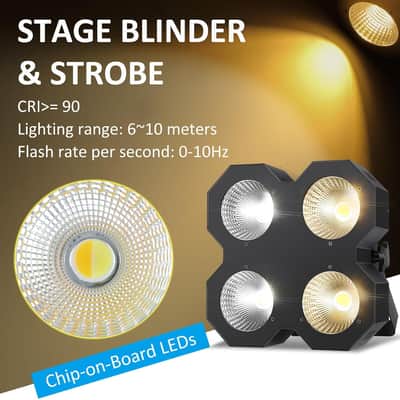 LED Blinder Stage Light,200W COB Par Cool White and Warm White Uplighting, DMX/Master-Slave DJ Light,Stage Blinder & Strobe for Church Wedding Concert Theater Show image 4