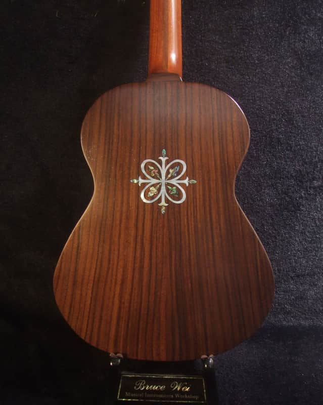 Gift for Musician - Handmade 8 String Baritone Ukulele, Solid Spruce, Indian Rosewood, Mop Inlay, Soft-bag, Bruce Wei UG19-2347 image 1