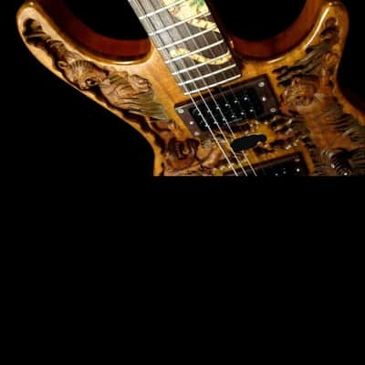 Blueberry Guitar Handmade Electric Guitar Tiger Motif 2022 - Hand Carved & Hand Made image 5
