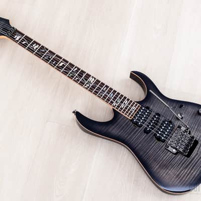 2019 Ibanez J Custom RG8570Z HSH AAA Flame Top Black Rutile w/ Tree of Life Inlay, Case & CoA image 12