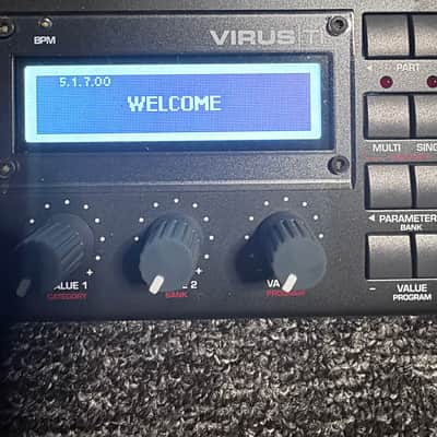 Access Virus TI Desktop Digital Synthesizer 2005 - Black W/ CUSTOM amp Cover, all accessories (OG Rack ears!) Original box, extra set of Chroma Caps Knobs image 3
