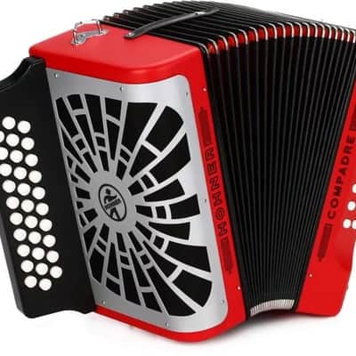 NEW Red Hohner Compadre Diatonic Button Accordion FBbEb Fa 31 12 image 1
