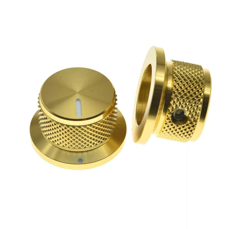 Gold Metal Top Hat Knobs - 1/4" Shaft (Set of 3) image 1