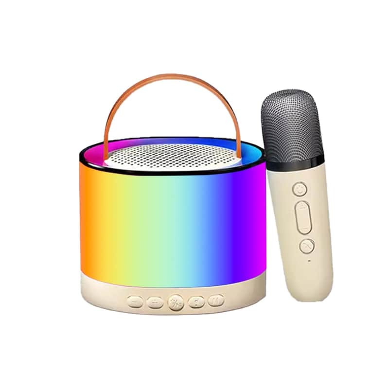 Mini Karaoke Machine with Wireless Microphone, Portable 5.3 Speaker, 3W Output, 52mm Driver, LED Lights, Portable Singing System for Kids, Adults, Parties & Travel image 1