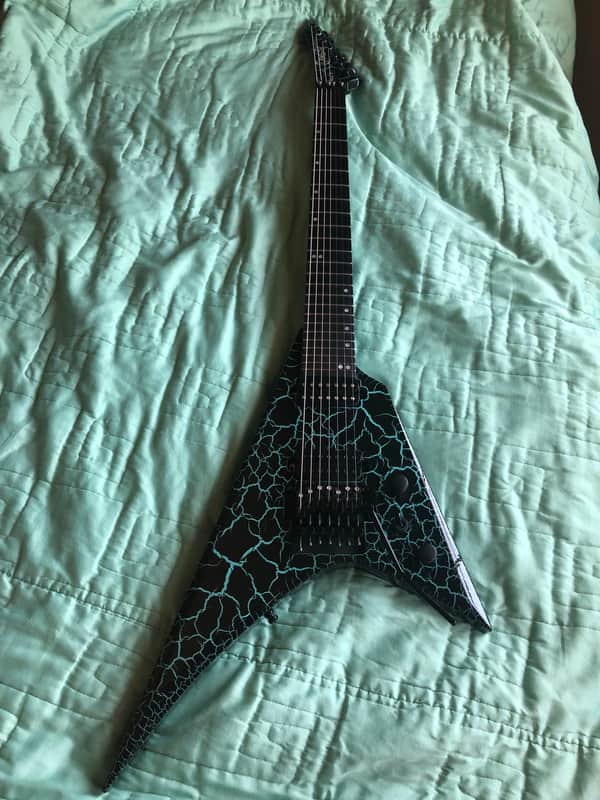 Ormsby Metal V 7 2021 Azure Crackle w/ Upgraded Floyd Rose and Screws Orginal Owner and Hard Case Rare Limited Run image 1
