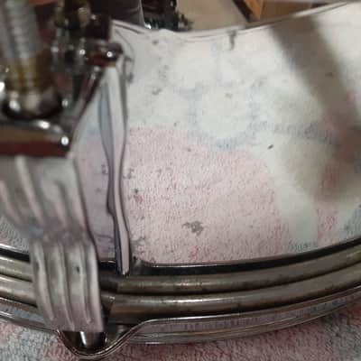 Ludwig L-600 S/L Series 5x14" 8-Lug Wood Snare Drum with Rounded Blue/Olive Badge 1984 - 1988 - Chrome image 7