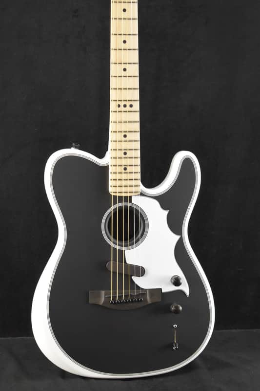 Mint Fender Jack White Triplesonic Acoustasonic Telecaster Maple Fingerboard White Pickguard Satin Arctic White with Black Top image 1