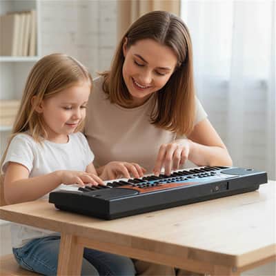 Ozici 49 Keys Kids Electronic Keyboard with Microphone, 8 Tones & Rhythms Educational Music Toy for Age 3+ - Black image 10
