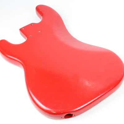 1976 Vintage Fender Precision Bass Bright Red Refinish Alder 4-Bolt BODY PBass 1970s USA image 11