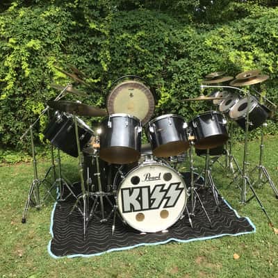 Pearl Peter Criss 1970’s KISS Alive 2  Drum Set Black/Chrome 14-Piece Fiberglass Concert Tom Drums image 14