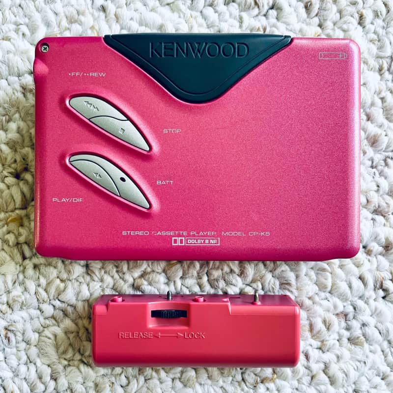 KENWOOD CP-K5 Walkman Cassette Player, Excellent Rare Pink Red ! For Display or Repair ! image 1